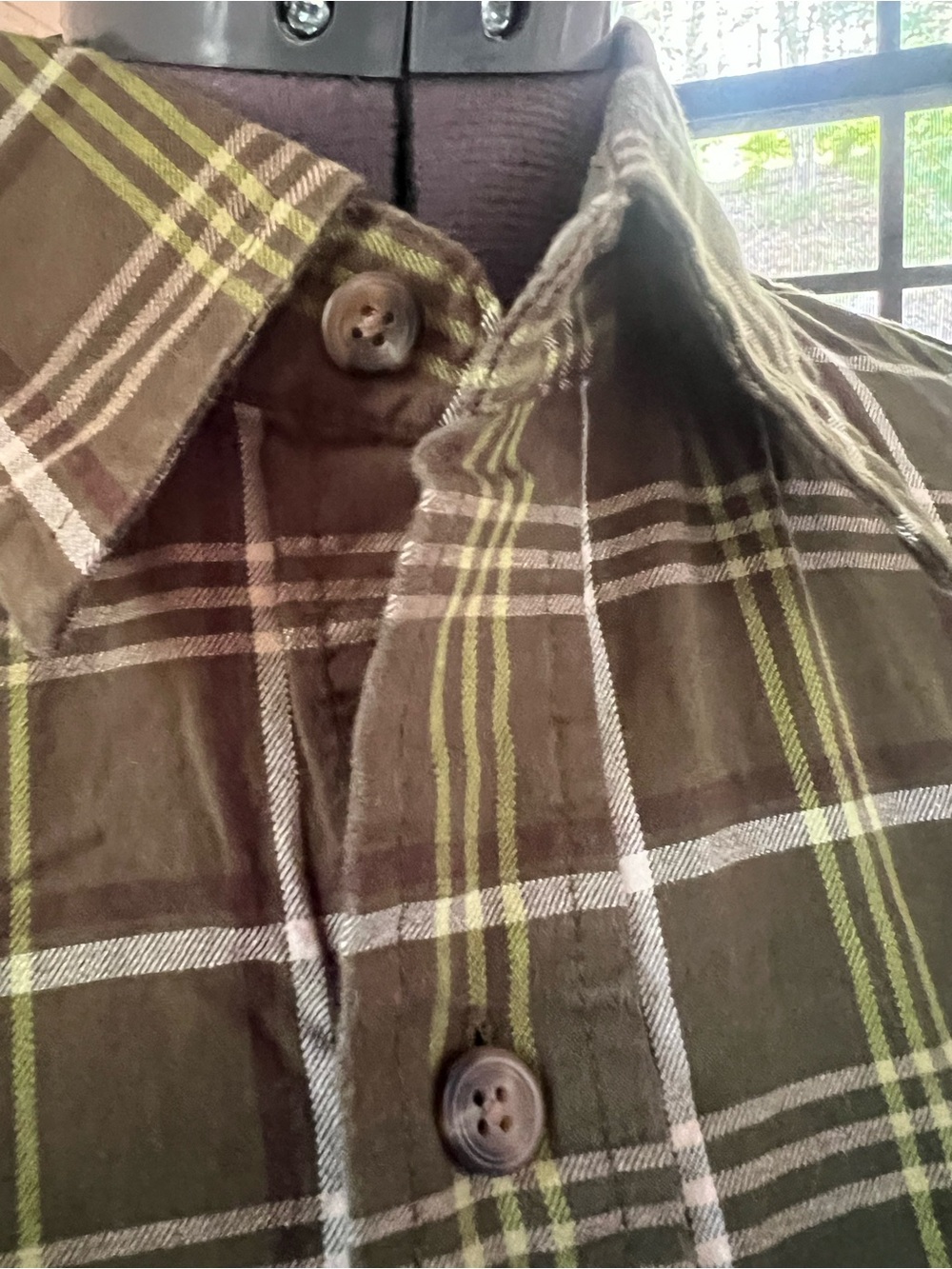 Timberland Classic Olive Green Plaid Men's Button-Up Shirt